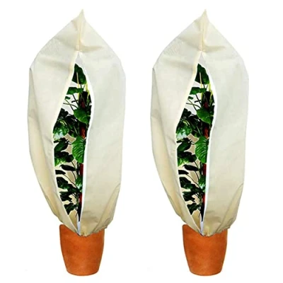 Imagen de SAIJIAN 2 Piezas Funda para Plantas Cubierta Protección Saco Cubre el Invierno contra Heladas con Cremallera y Cordón 120 x 80cm