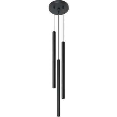 Imagen de SOLLUX lighting Pastelo 3P Lámpara colgante de techo con pantalla cilíndrica metal, 3 bombillas LED G9 máx. 8 W, acero recubrimiento en polvo, color negro, 20 x 90 cm