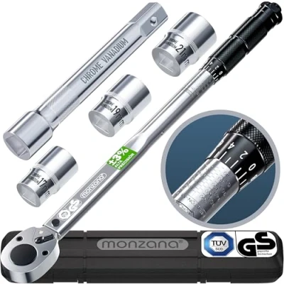 Imagen de Monzana® Llave Dinamométrica 1/2&#039; 40 210Nm de Torque Extensión 12,5cm Precisión ±4% Set 6 Piezas