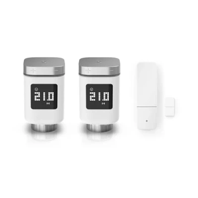 Imagen de Bosch Smart Home Juego de extensión calefacción, 2X Termostato radiador II, 1x Contacto Puerta/Ventana Compatible con Amazon Alexa, Apple HomeKit, Google