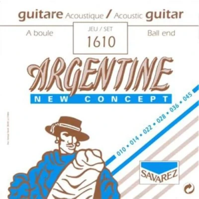 Imagen de Savarez 1610 Juego Cuerdas Guitarra Acústica Argentine Loop End (10 45) Extra Light con bola