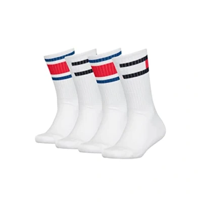 Imagen de Tommy Hilfiger KIDS FLAG 4 PACK Unisex Calcetines para niños, Talla: 35 38, White