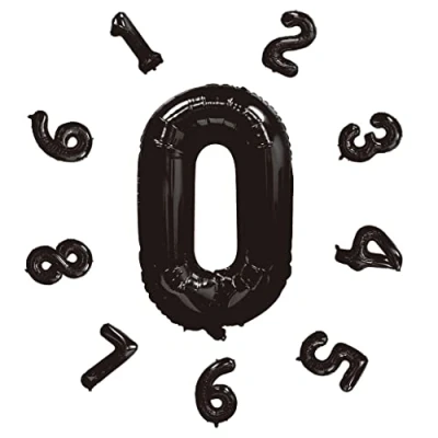 Imagen de globos de cumpleaños números 101CM, gigantes, helio para decoración niña, fiestas, Año Nuevo, aniversarios, bodas (Negro #0)