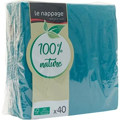 Imagen de LE NAPPAGE ARTS DE LA TABLE 40 servilletas Tex Touch, 38 x cm, Color Azul Pato FSC, Papel, 38cm