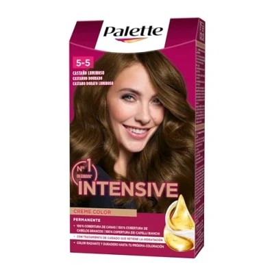 Imagen de Schwarzkopf Palette Intensive Creme Color Tono 5.5 cabello Castaño Luminoso Coloración Permanente de Cuidado con Aceite Marula Óptima cobertura canas duradero hasta 8 semanas