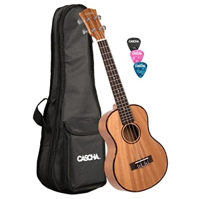 Imagen de CASCHA HH 2048 Ukelele Tenor, Caoba, Set con Bolsa Acolchado, 3 Púas y Cuerdas de Aquila