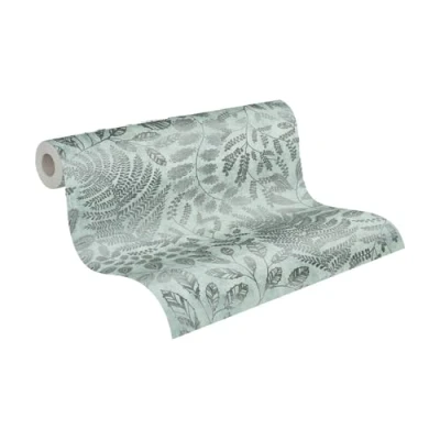 Imagen de A.S. Création The Bos 388301 Papel pintado (10,05 x 0,53 m), diseño floral, color azul y plateado