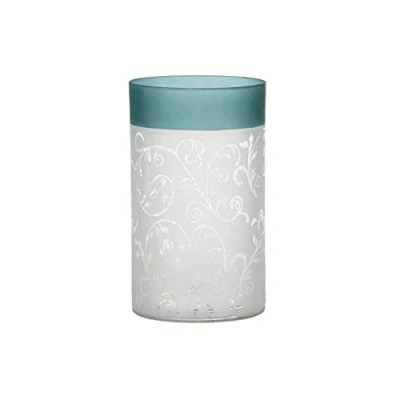 Imagen de Yankee Candle Teal Vine Portavelas (cristal, 20 x 12 cm), color verde azulado y blanco