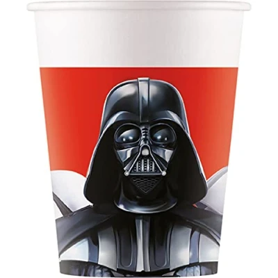Imagen de Procos 93475 vasos de fiesta Star Wars Final Battle, capacidad máxima 200 ml, 8 unidades, desechables papel, para cumpleaños infantiles, vajilla fiesta, mezcla FSC®
