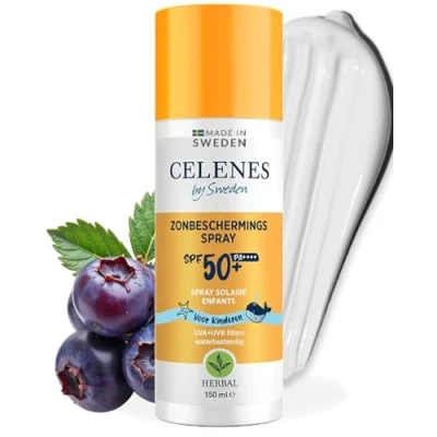Imagen de Celenes by Sweden Spray Solar SPF50 para Niños Protección Mineral, Fórmula Herbal Piel Sensible, Resistente al Agua, Sin Perfume, Parabenos ni Alcohol, 150ml