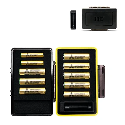 Imagen de JJC organizador de batería AAA AA con probador batería, baterías portátil impermeable verificador capacidad para 10
