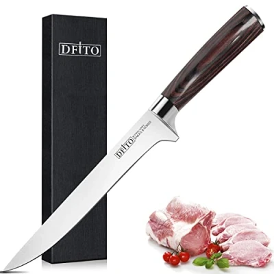 Imagen de Dfito Cuchillo Fileteador de 15cm, Cocina Profesional Acero Inoxidable,Cuchillos Deshuesar para Pescado y Carne con Mango Robusto Hoja Afilada, Estrecha Chef