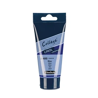 Imagen de Schmincke College® Linol, tintas de linóleo para artistas. Azul en tubo 75 ml, 39400013, tinta a base agua con bajo olor, resistente la luz, impresión uniforme