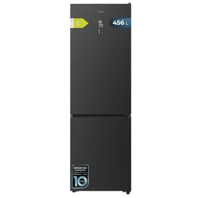 Imagen de Cecotec Frigorífico Combi 456L Total No Frost Bolero CoolMarket 456 Dark C. Altura 201cm y 59,5cm Ancho, MAX INSIDE con VIP Tech, Compresor Inverter Plus, Bajo Consumo, Bandejas Cristal