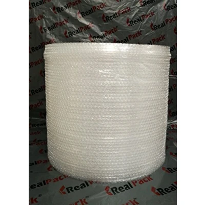Imagen de 1 rollo de papel plástico con pequeñas burbujas Realpack®. Tamaño: 600 mm ancho x 50 m largo, muy resistente; ideal para mudanzas