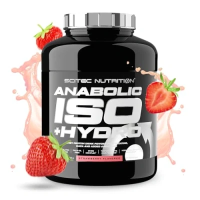 Imagen de Scitec Nutrition Anabolic Iso+Hydro Mezcla de proteína suero con creatina Maca y aminoácidos Complejo ZMB6 para el mantenimiento la testosterona, 2350 g, Erdbeere