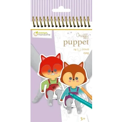 Imagen de Clairefontaine ES Avenue Mandarine GY137C Cuaderno espiral Graffy Puppet, Emotions 24 Marionetas con dedos precortados para colorear a partir de 5 años Papel certificado PEFC