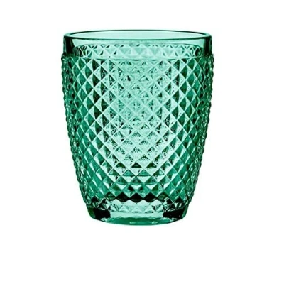 Imagen de B&#039;GHEST Set 6 uds. Diamante Vaso bajo Agua/Vino Fabricado en Vidrio. Capacidad 25 cl. Color:Azul Turquesa.