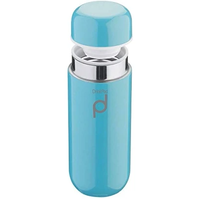 Imagen de Grunwerg Termo aislante al vacío para bebidas a prueba de goteo, 8 horas calientes y 24 frías, Acero inoxidable, Azul, 200 ml