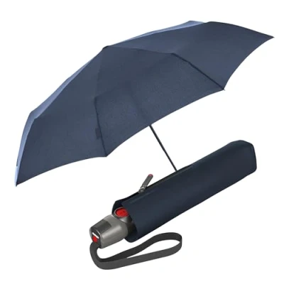 Imagen de Knirps Paraguas de bolsillo T.200 Duomatic Solids automático plegable resistente a las tormentas al viento, azul marino, M