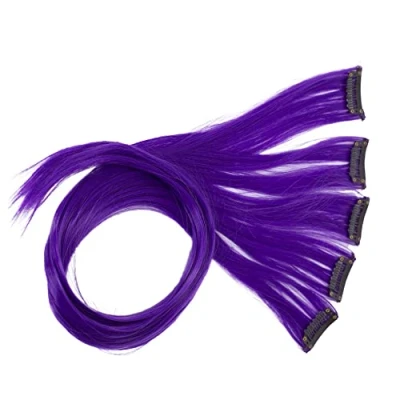 Imagen de CAISHA 60 cm Colorido Hebra Reflejo Clip En Extensión De Cabello Liso Largo Postizo Violeta BST107