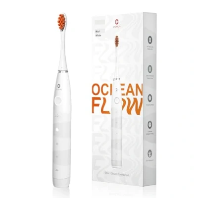 Imagen de Cepillo de dientes eléctrico sónico Oclean Flow, 180 días duración, 76000 Movimientos por minuto, 5 Modos, IPX7 Impermeable y Temporizador, Cabezal DuPont™，Blanco