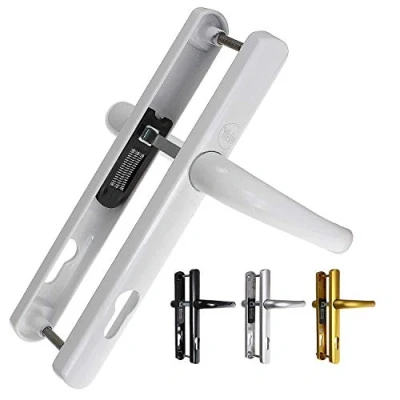 Imagen de Yale P Y2G SSLL WH Manija de puerta superior, seguridad estándar, centro 92 mm, distancia agujeros fijación 215 funciona con cilindros y marcos mortaja, empaquetado Visi