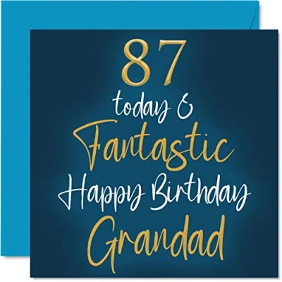 Imagen de Fantásticas tarjetas de cumpleaños 87 para abuelo Today &amp; Fantastic Tarjeta feliz nieto, nieta, regalos abuelo, felicitación