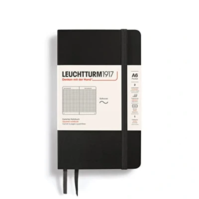 Imagen de LEUCHTTURM1917 329869 Libreta de notas Pocket (A6) tapas blandas, 123 páginas numeradas, cuadriculada, negro