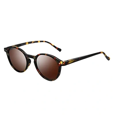 Imagen de ZENOTTIC Gafas de sol Polarizadas Redondo Retrospectivo Clásico Lentes Marco UV400 Para hombres y mujeres (TORTUGA MATTE + MARRÓN)