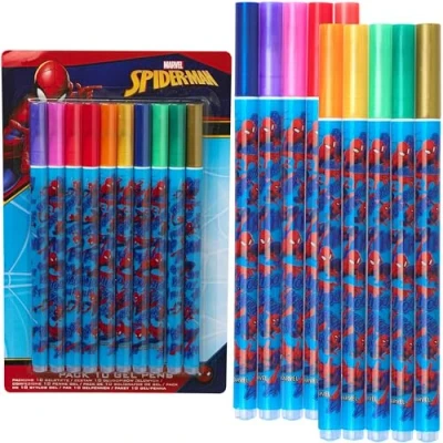 Imagen de Disney Spiderman Bolígrafos de Gel para Niños, Pack 10 Bolis Colores (Multi Spiderman)