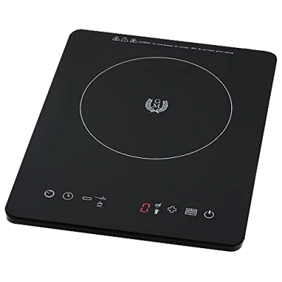 Imagen de Cecotec Placa de Inducción Portátil Full Crystal. 2000 W, Control Táctil, 10 Niveles Potencia, Temporizador, Programable, 4 Menús preconfigurados, Sartenes hasta 20 cm
