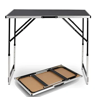 Imagen de eSituro Mesas Camping Plegable y Portátil, Mesa de Picnic Rectangular, Multifuncional Aluminio Peso Ligero, con Altura Ajustable (73 94 cm), 100x60 cm, SCPT0001