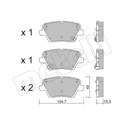 Imagen de METELLI 22 1243 0 Juego de pastillas freno con avisador acústico desgaste KIA: Ceed III Hatchback, Proceed, XCeed, HYUNDAI: i30 Hatchback