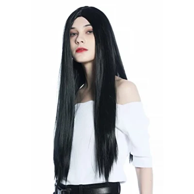 Imagen de WIG ME UP CW 049 K1 Peluca mujeres hombres pelo liso largo raya en medio negro gótico