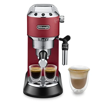 Imagen de Cafetera express De&#039;Longhi Dedica EC685.R, Thermoblock, Espresso manual, Función 2 tazas, 1300 W, 15 bar, Rojo