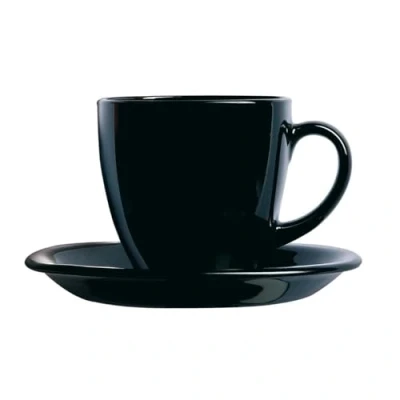 Imagen de Luminarc Carine Negro Caja 6 Tazas Con Plato Vidrio 22cm