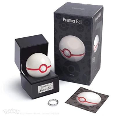 Imagen de The Wand Company Premier Ball Authentic Replica Realistic, Electronic, Die Cast Poké with Display Case Light Features Officially Licensed by Pokémon