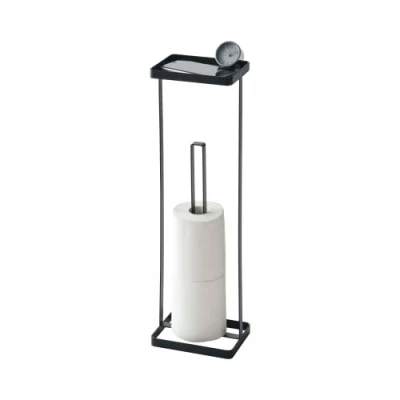 Imagen de Yamazaki 7740 Tower Soporte de Papel higiénico con Bandeja, Negro, Acero, Minimalista, 16 x 12 52 cm