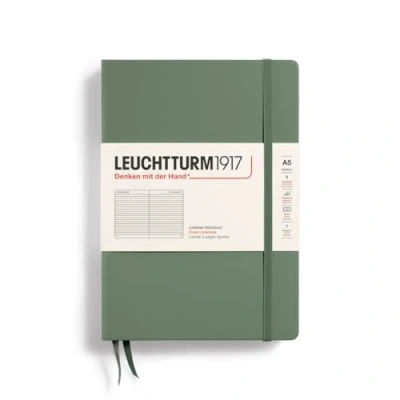 Imagen de LEUCHTTURM1917 365490 Libretas Medium (A5) 145 x 210 mm, Tapa Dura, 251 páginas numeradas, Oliva, Lineas