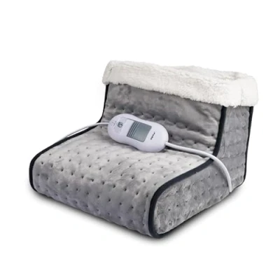 Imagen de alpina Calentador de Pies Eléctrico Calienta Protección Contra Sobrecalentamiento Cojín Funda Interior Lavable Calientes 3 Niveles Calor Gris