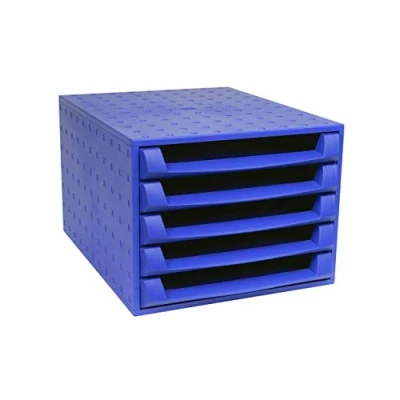 Imagen de Exacompta 221101D Módulo individual con 5 cajones para documentos A4+, abiertos, stop de seguridad 387x284x218 mm THE BOX Azul cobalto