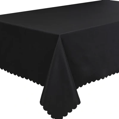 Imagen de Home Direct Mantel de Color Liso, en poliéster, fácil Mantenimiento, Rectangular, 140 x 300 cm Negro