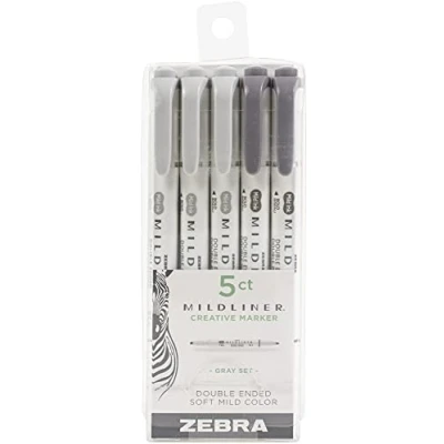 Imagen de Zebra MILDLINER HIGHLTR DBL GRIS 5PK