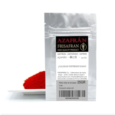 Imagen de FRISAFRAN azafrán molido 25g Especia en polvo azafran calidad excepcional para cocinar tradicional Sobre 100% natural de puro