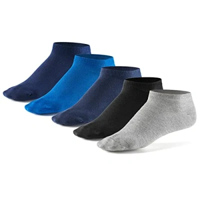 Imagen de Mat &amp; Vic’s Calcetines cortos, cómodo, OEKO TEX 100 35 36 37 38 39 40 41 42 43 44 45 46 47 48 49 50 (5 pares, Jeans Colors azul marino navy blanco gris, UK 9 12 / EU 46)
