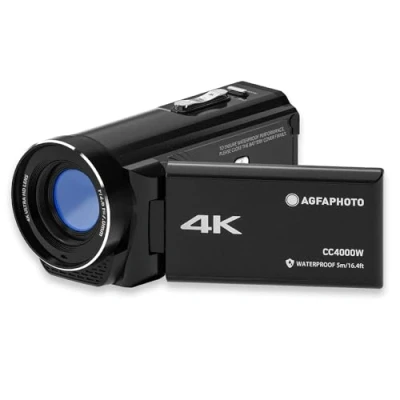 Imagen de AgfaPhoto Realimove CC4000W, Videocámara 4K Resistente al Agua con Pantalla táctil de 3&quot;, Zoom Digital 18x, vídeo 2,7K, Foto 24 MP, Mando a Distancia, LED, batería Litio, Negro
