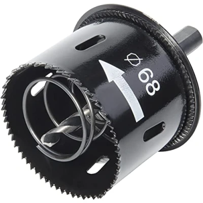 Imagen de wolfcraft Sierra de corona con expulsor y avellanador borde, Ø 68 mm I 2158000 Para montaje cajas enchufe en madera placa yeso laminado, profundidad corte 44