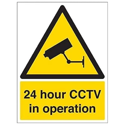 Imagen de vsafety 6e001bc s &quot;24 horas CCTV en funcionamiento&quot; ADVERTENCIA Señal de seguridad, vinilo autoadhesivo, formato vertical, 300 mm x 400 mm, color negro/amarillo