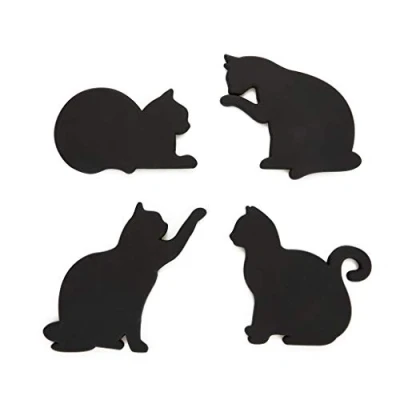 Imagen de Balvi Posavasos Cat Color Negro Set de 4 en Forma Gatos Incluyen imanes para poderlos Poner la